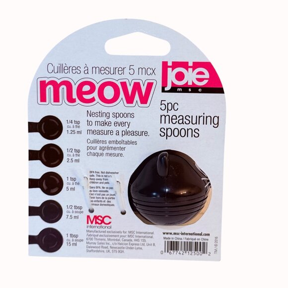 Joie Meow Cat Measuring Spoons Set Nesting Kitchen Gadget Gift Cooking Baking - Picture 5 of 12